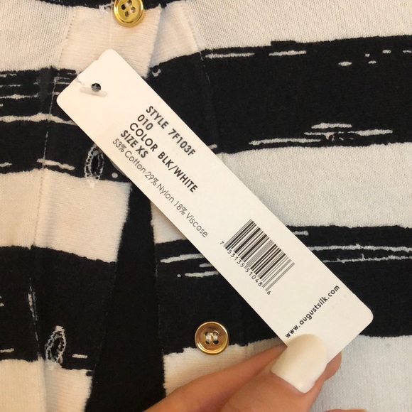 NWT! Cardigan xs black and white stripe - Picture 3 of 3